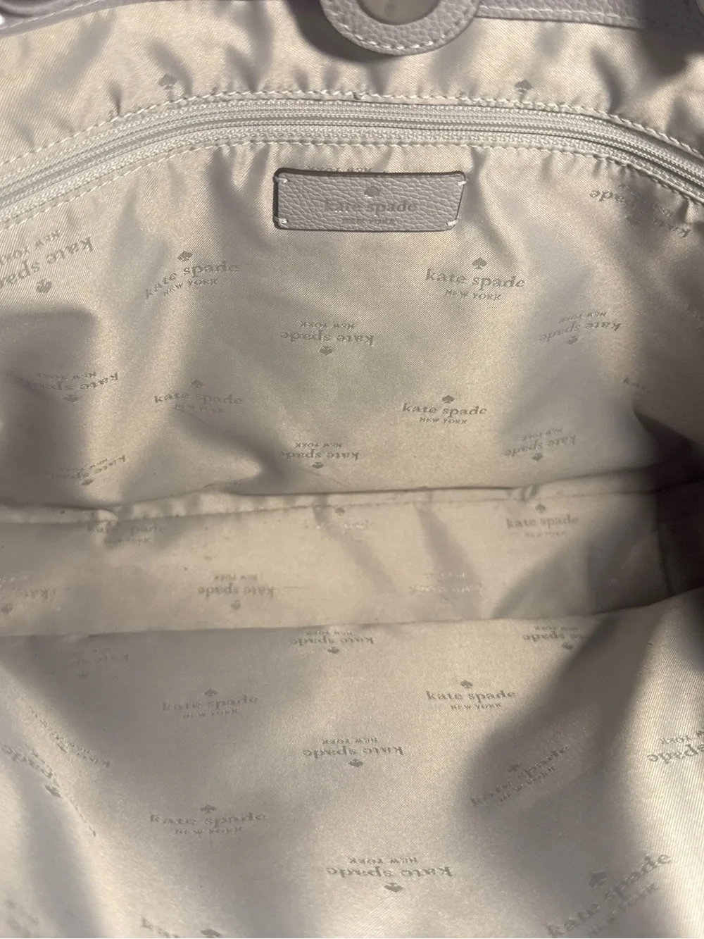 Kate Spade Gray Infinite Large Triple Compartment Leather Tote Two Way Strap